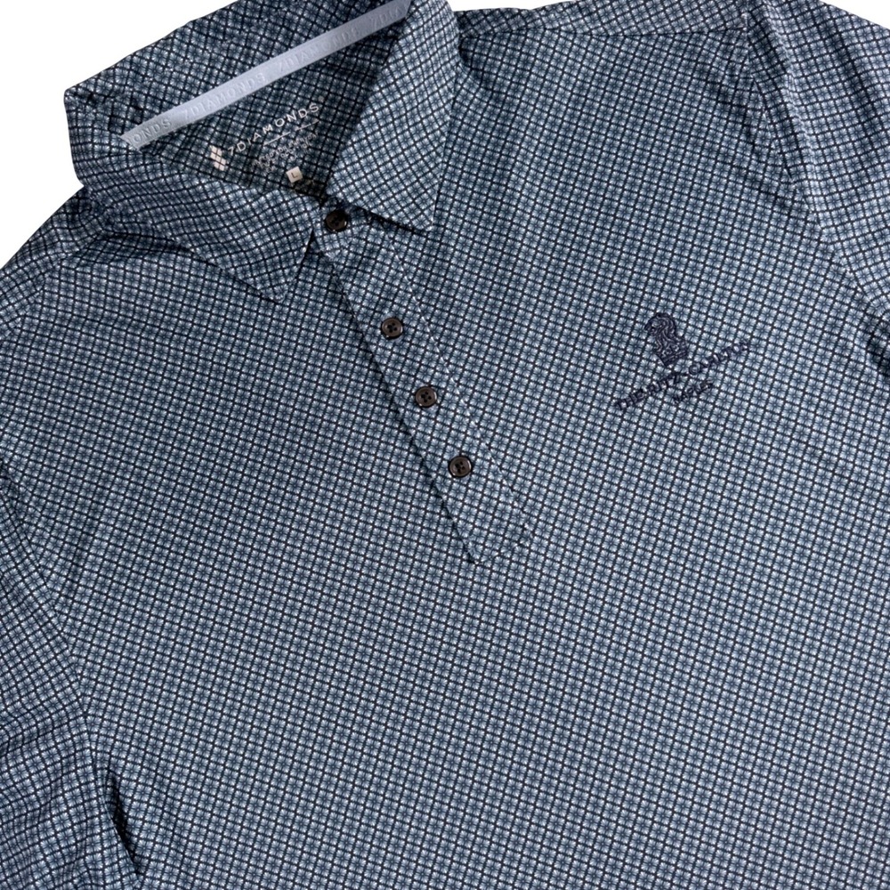 7Diamonds Ritz Carlton Naples Polo Mens L Blue Geometric Performance Golf Shirt